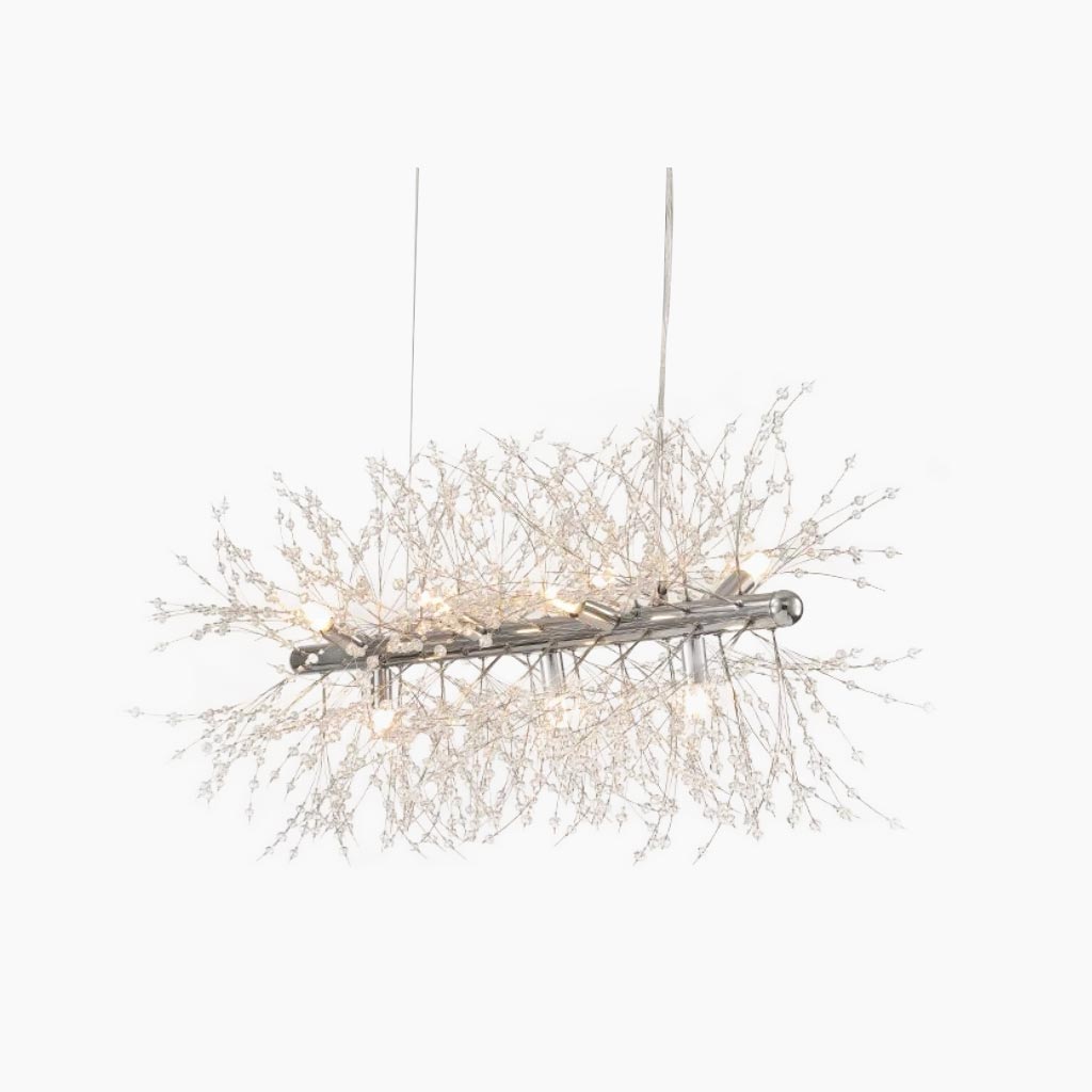 Sparkling Glass Crystal Ceiling Fixture Multi-Head Round & Rectangular LED Overhead Lighting for Dining Room Living Room Entry Hall Foyer Be