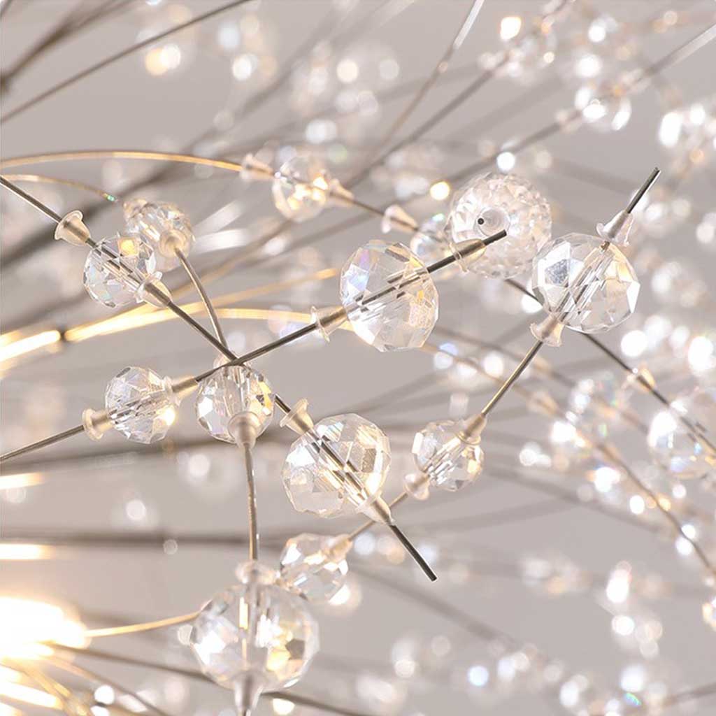 Sparkling Glass Crystal Ceiling Fixture Multi-Head Round & Rectangular LED Overhead Lighting for Dining Room Living Room Entry Hall Foyer Be