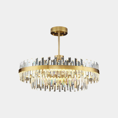 Crystal Ceiling Fixture with Adjustable Light Tones Gold Metal Frame 31.5 Inch for Dining Room Living Room Bedroom Modern Overhead Lighting