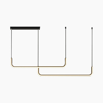Linear LED Ceiling Light Fixture Dimmable Black Gold Modern Hanging Lamp for Kitchen Island Dining Room Living Room Bedroom Adjustable Heigh