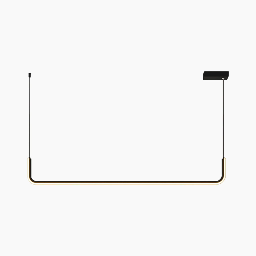 Linear LED Ceiling Light Fixture Dimmable Black Gold Modern Hanging Lamp for Kitchen Island Dining Room Living Room Bedroom Adjustable Heigh