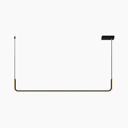 Linear LED Ceiling Light Fixture Dimmable Black Gold Modern Hanging Lamp for Kitchen Island Dining Room Living Room Bedroom Adjustable Heigh