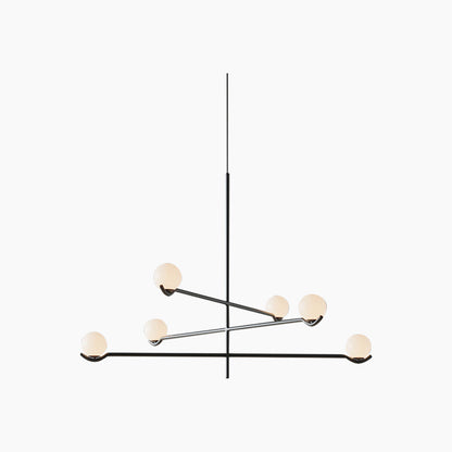 Multi-Globe Hanging Fixture with Adjustable LED Lighting for Dining Areas, Bedrooms & Entryways – Metal Frame with Glass Spheres in Black or