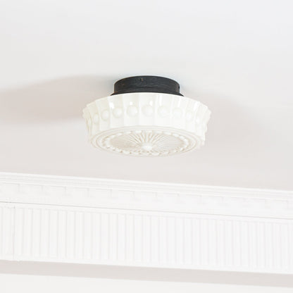 Flush Mount Ceiling Light Fixture Multi-Bulb Black Metal Glass 14 Inch for Living Room Dining Room Indoor Overhead Lighting E26 E27 Base