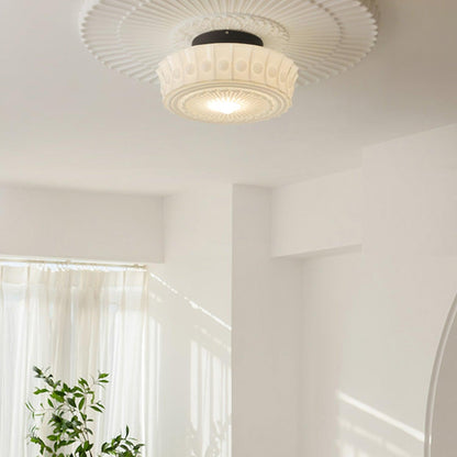 Flush Mount Ceiling Light Fixture Multi-Bulb Black Metal Glass 14 Inch for Living Room Dining Room Indoor Overhead Lighting E26 E27 Base