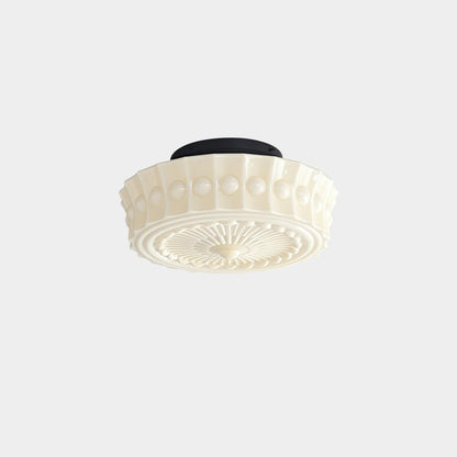 Flush Mount Ceiling Light Fixture Multi-Bulb Black Metal Glass 14 Inch for Living Room Dining Room Indoor Overhead Lighting E26 E27 Base