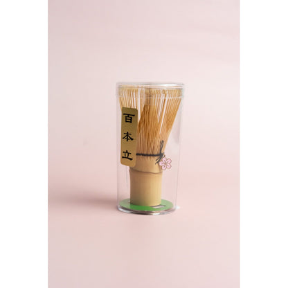 Bamboo Tea Whisk 100 Prongs Japanese Chasen Matcha Frother Hand Mixer Ceremonial Grade Cherry Blossom Charm Authentic Kitchen Tool for Green