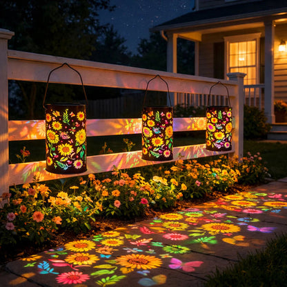 SUNPETAL – Vibrant Solar Outdoor Lantern Butterfly Cutout Design