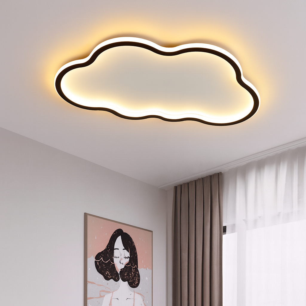 LED Flush Mount Light Fixture White 20 Inch Cloud Shape for Bedroom Living Room Hallway Modern Minimalist Diffused Overhead Lighting