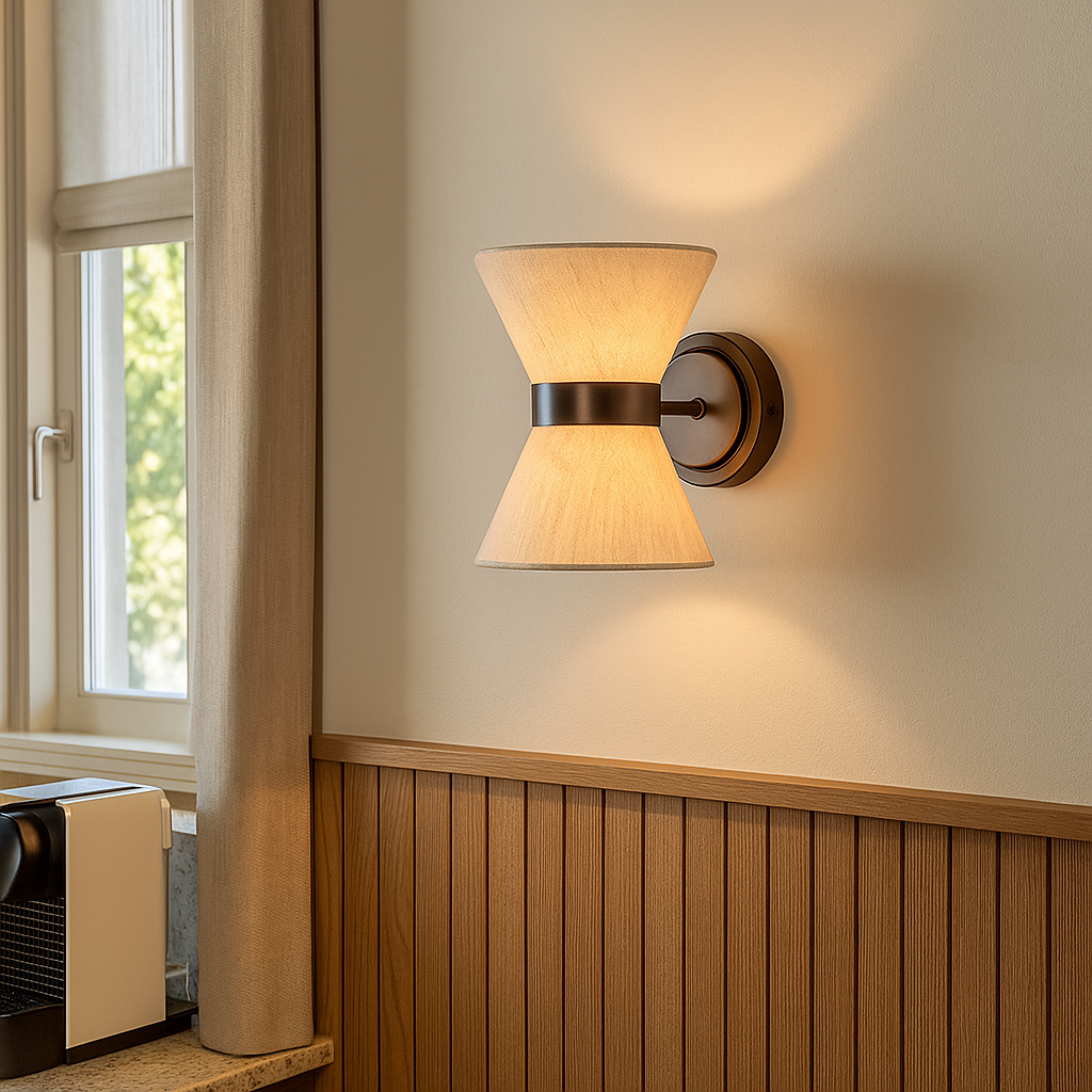 Fabric Shade Sconce Light 9.4 Inch Round for Bedrooms Hallways Entryways Modern Ambient G9 Socket Wall-Mount Fixture