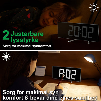 USB-Powered LED Alarm Clock with Curved Screen 6.7 × 2.8 × 1.2 Inches Battery Backup Nightstand Clock Large Display for Bedroom Office Deskt
