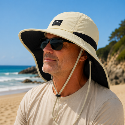 Sombrero de ala ancha con protector de cuello completo y protección UV UPF 50+ para hombres y mujeres: accesorio de secado rápido para exteriores
