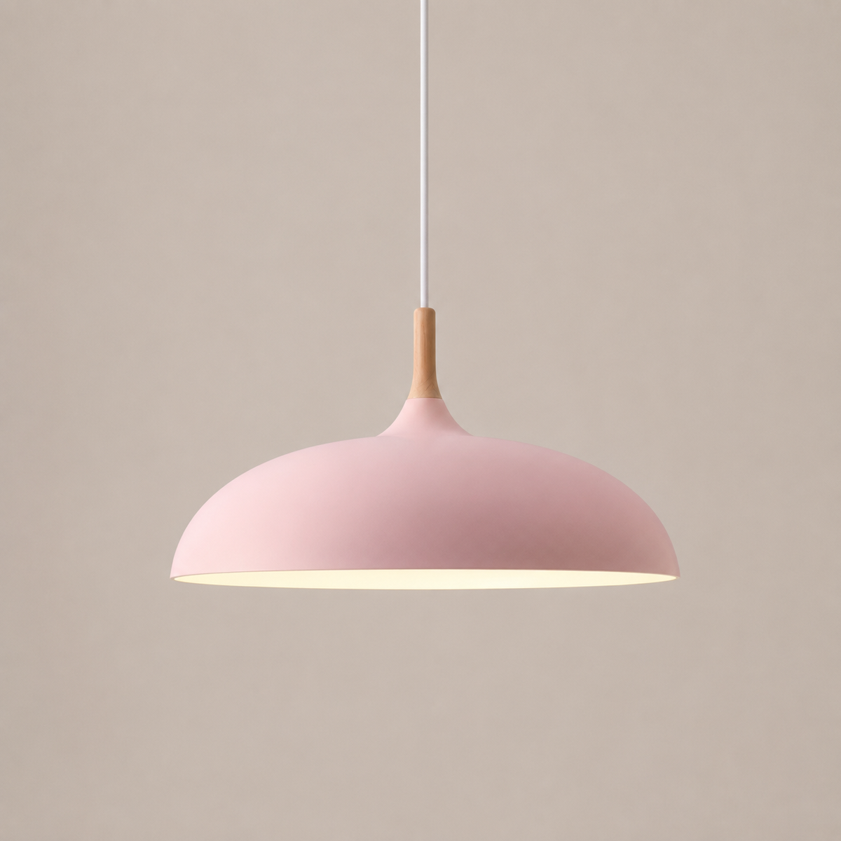 Dome Pendant Light with Adjustable Cord – Aluminum & Wood Accent for Dining Room, Kitchen Island & Reading Nook