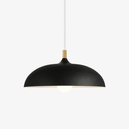 Dome Pendant Light with Adjustable Cord – Aluminum & Wood Accent for Dining Room, Kitchen Island & Reading Nook