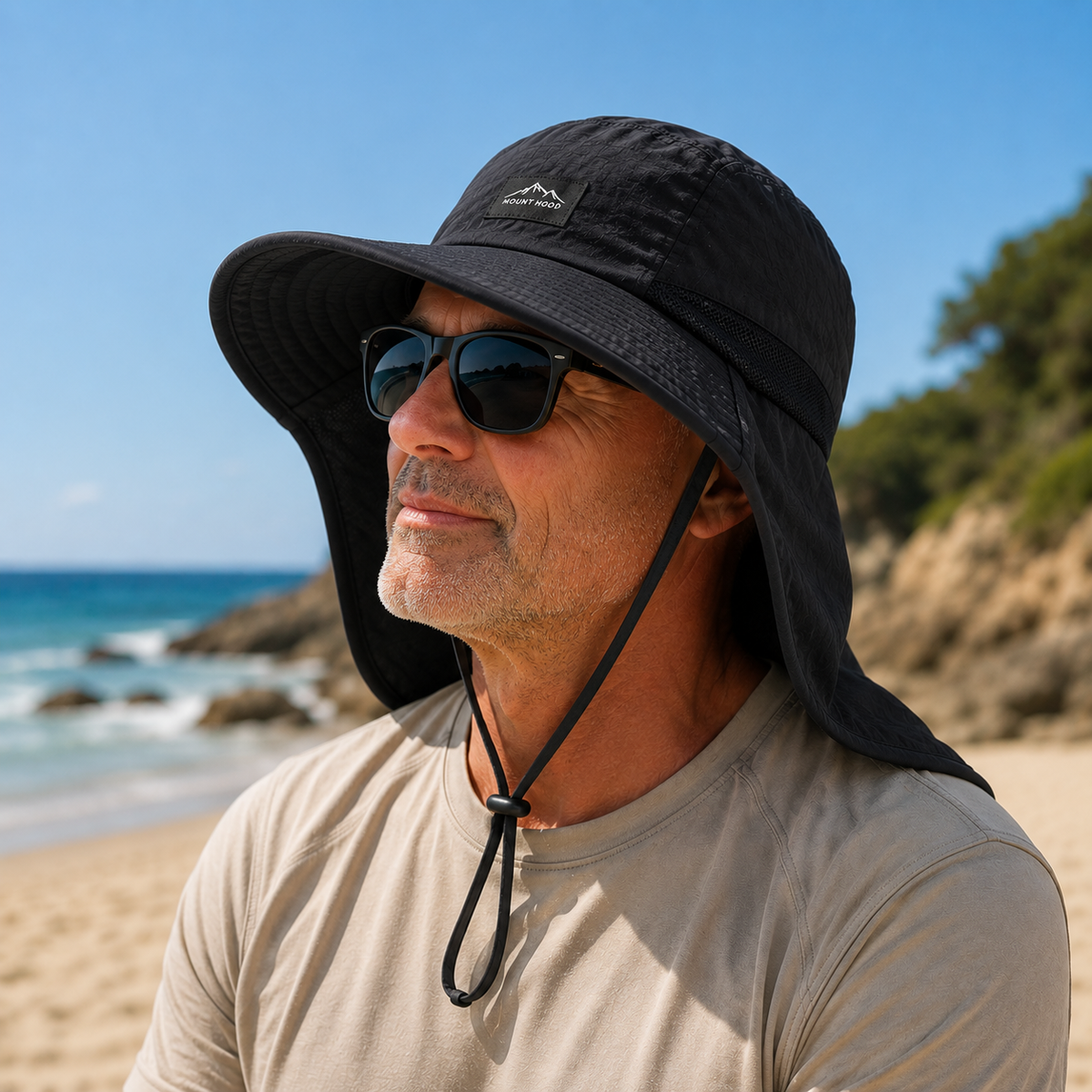 Sombrero de ala ancha con protector de cuello completo y protección UV UPF 50+ para hombres y mujeres: accesorio de secado rápido para exteriores