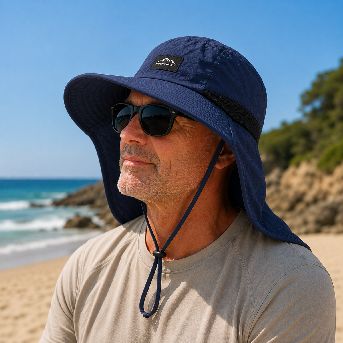 Sombrero de ala ancha con protector de cuello completo y protección UV UPF 50+ para hombres y mujeres: accesorio de secado rápido para exteriores