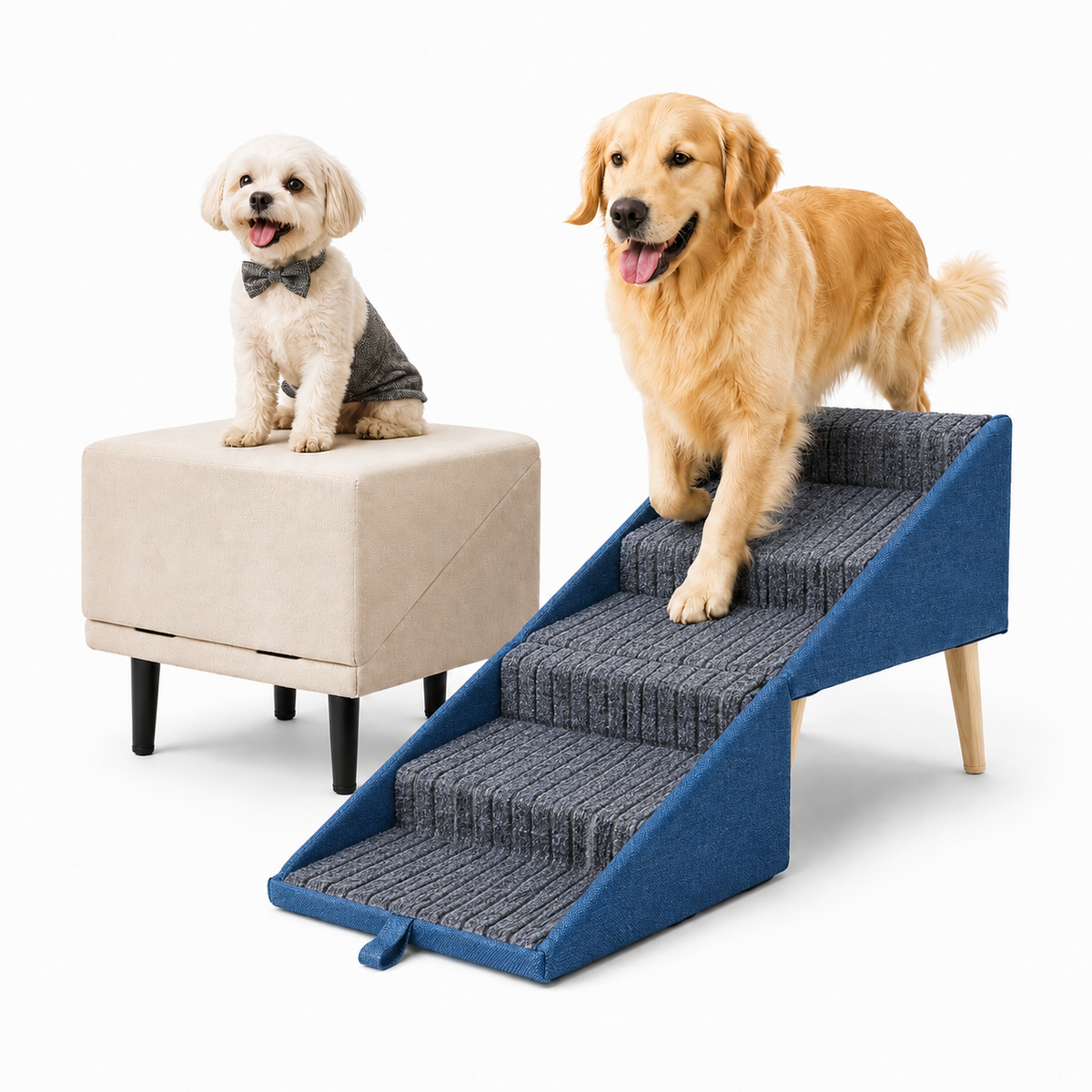 Escalones para mascotas | Rampa y escalera 2 en 1 para perros con superficie antideslizante | Diseño plegable para un fácil acceso a la cama y al coche