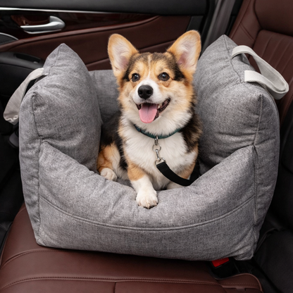 Asiento de coche de lujo impermeable para perros con correas de seguridad ajustables | Cama de viaje acogedora para paseos seguros y cómodos