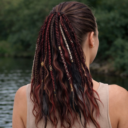 Coleta de extensiones de cabello estilo boho con cuentas y conchas: look de festival instantáneo para mujer