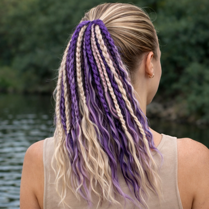 Coleta de extensiones de cabello estilo boho con cuentas y conchas: look de festival instantáneo para mujer