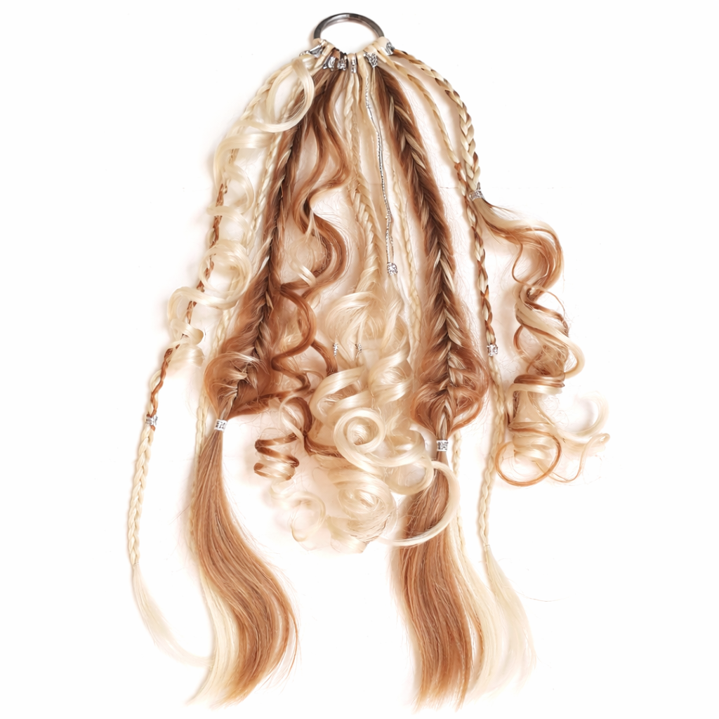 Coleta de extensiones de cabello estilo boho con cuentas y conchas: look de festival instantáneo para mujer