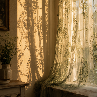 Herbelle™ – Vintage Botanical Embroidered Curtain
