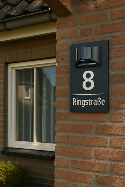 Solar-Powered Illuminated House Number Sign Floating Effect Acrylic Address Plaque for Front Door Custom Personalized Home Address Marker wi