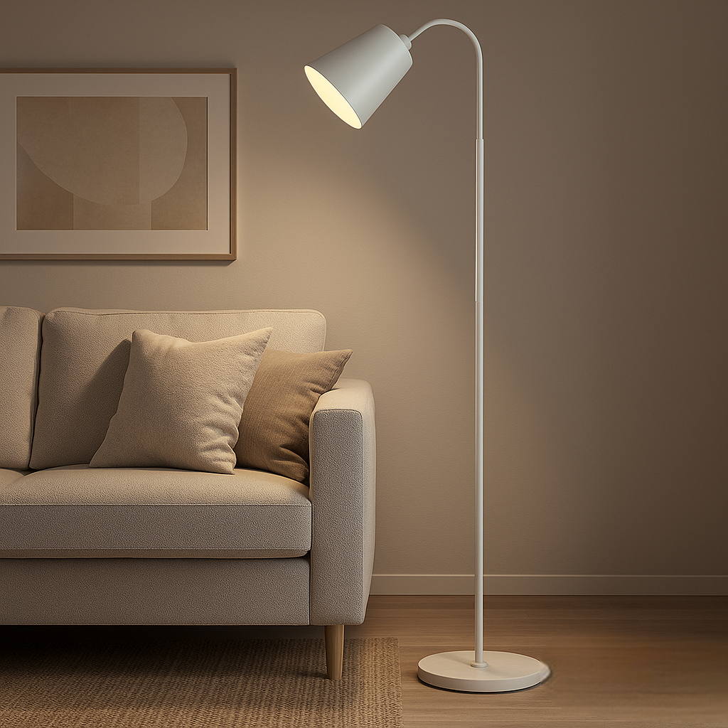 Adjustable Arc Floor Lamp with Wood & Metal Base for Reading Nook Living Room Bedroom Office – E27 Socket 5 ft Tall Directional Task Light M