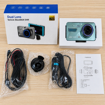 Dash Cam Dúo | Cámara frontal y trasera con visión nocturna | Grabación HD 1080P para mayor seguridad