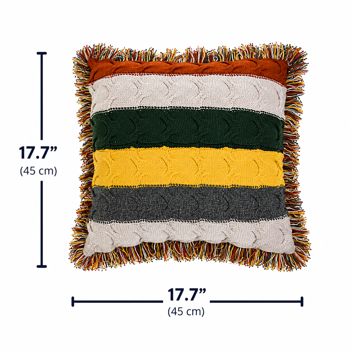 Ravello Knit Cushion - Cotton Wool Blend, Autumn Tones