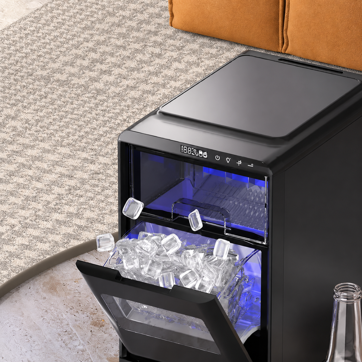 Máquina de hielo portátil eficiente | Máquina de hielo compacta para encimera para una producción rápida de hielo
