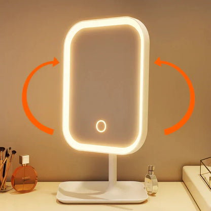 Lighted Makeup Mirror with Touch Control, Cordless Vanity Mirror with 3 Color Temperatures, Adjustable Brightness for Bedroom & Bathroom