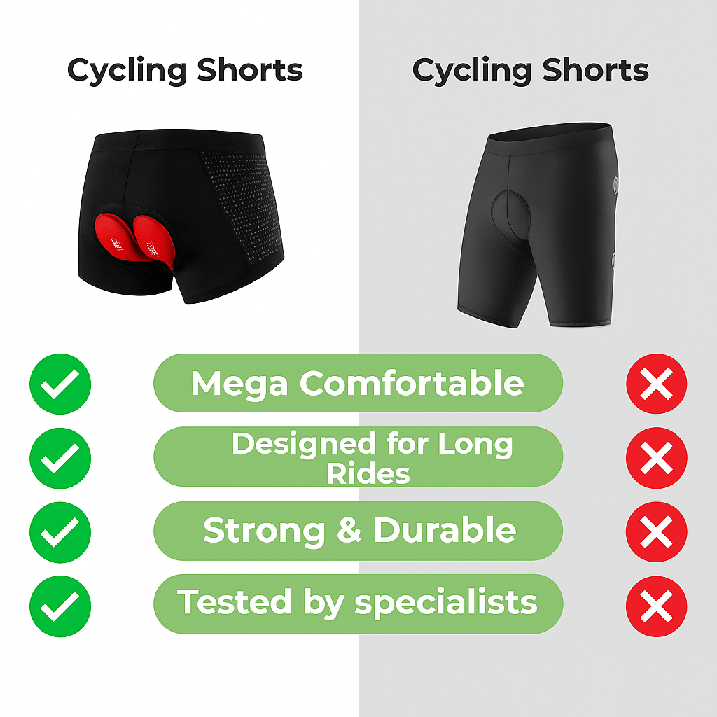 Padded Cycling Shorts with Gel Insert for Men & Women – Breathable Performance Bike Shorts for Long Distance Road Rides, Mountain Biking &