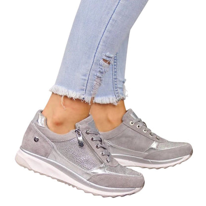 Women's Cushioned Walking Sneakers – Shock-Absorbing Orthopedic Support – Breathable Mesh Casual Shoes for All-Day Comfort