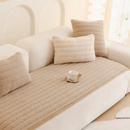 Soft Plush Couch Protector with Non-Slip Backing for Pets, Spills & Everyday Use in Living Room & Bedroom