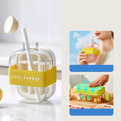 Ortekor Chic Hydration | 2-in-1 Ice Cube Bottle with Space-Saving Design | Portable & Stylish for Refreshing Drinks