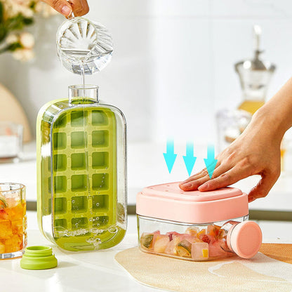 Ortekor Chic Hydration | 2-in-1 Ice Cube Bottle with Space-Saving Design | Portable & Stylish for Refreshing Drinks