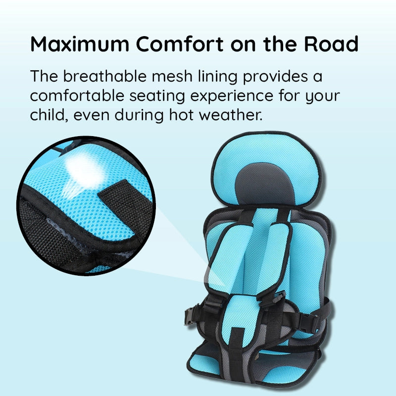Portable Booster Seat with Safety Harness for Kids – Adjustable Travel Car Seat Cushion with Breathable Mesh and Soft Padding – Ages 0-12