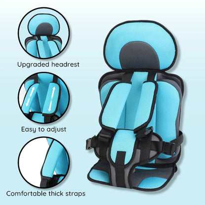 Portable Booster Seat with Safety Harness for Kids – Adjustable Travel Car Seat Cushion with Breathable Mesh and Soft Padding – Ages 0-12