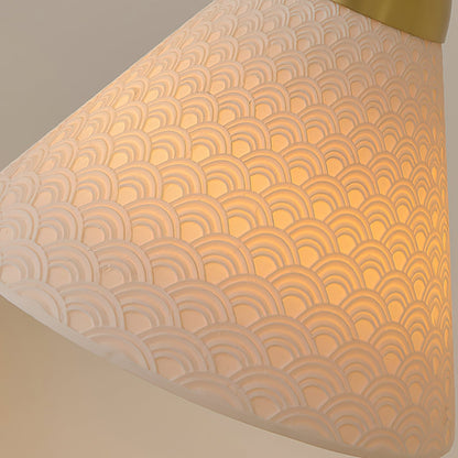 Hanging Ceiling Light Fixture White Ceramic Shade with Gold Hardware 9 in Adjustable Cord for Kitchen Island Dining Room Indoor Use E26 Sock