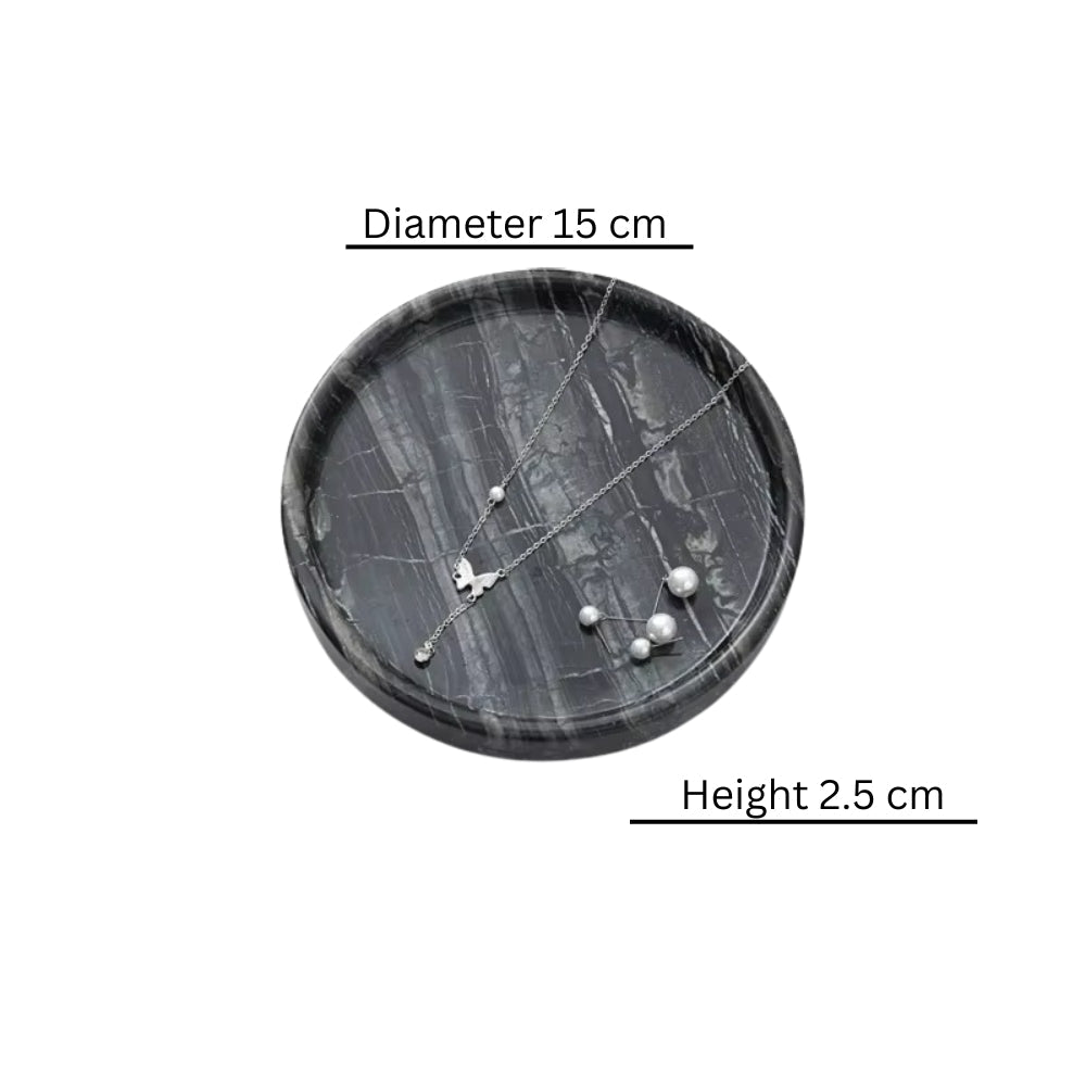 Cira Jewelry Tray - Premium Black Marble, Elegant Design