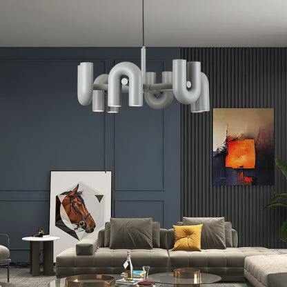 Contemporary Adjustable Multi-Head Ceiling Light Fixture with Rotating Arms for Dining Room Bedroom Living Space 40-Inch Modular Suspended L