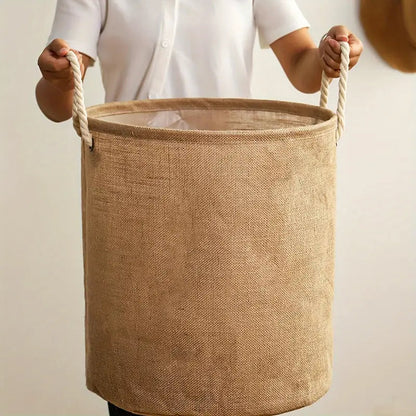 Cleo Laundry Hamper - Cotton-Linen, Waterproof Design