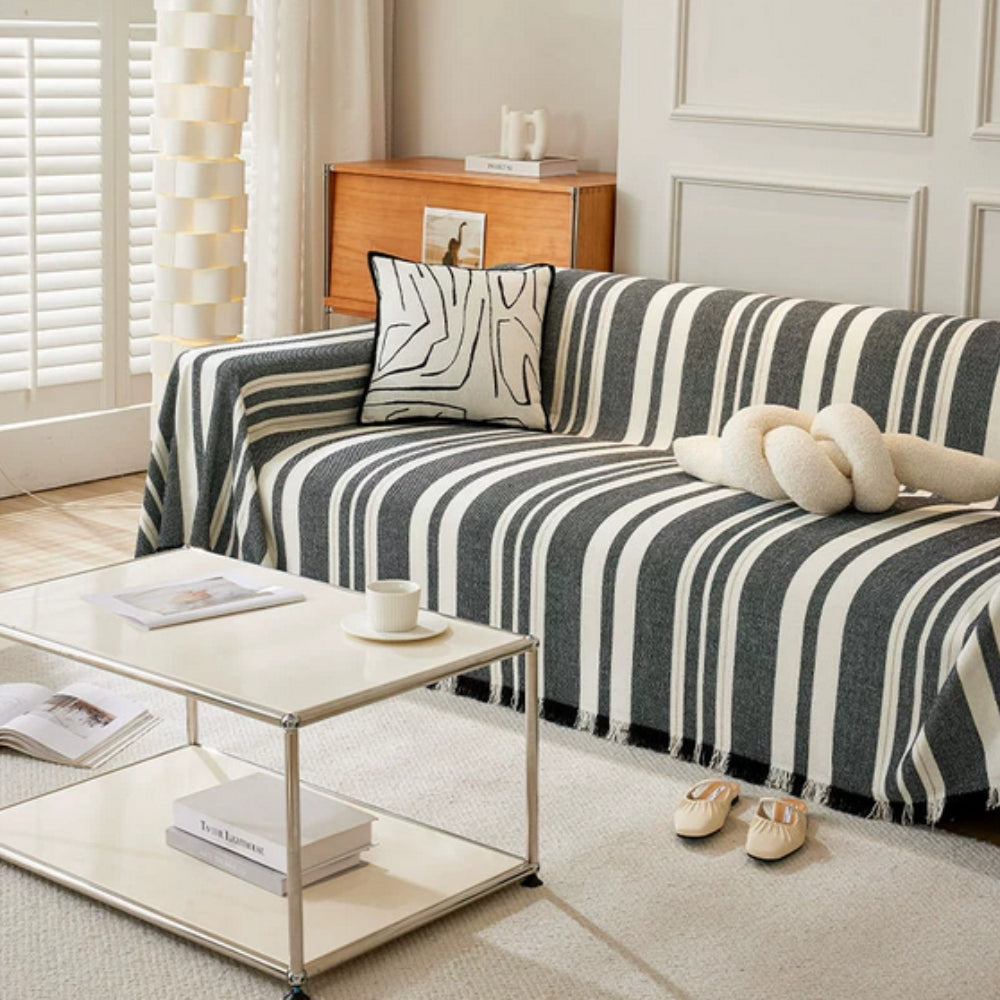 Cleoo Sofa Cover - Breathable Chenille, Timeless Stripes