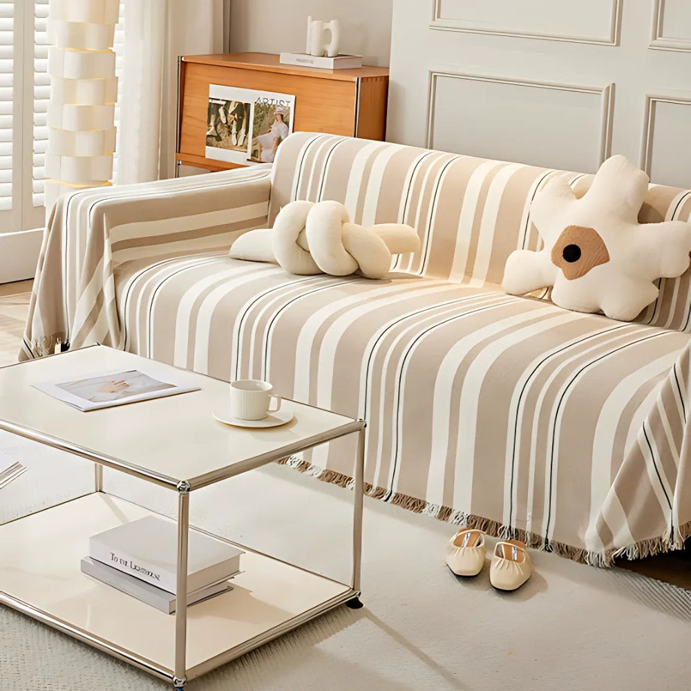 Cleoo Sofa Cover - Breathable Chenille, Timeless Stripes