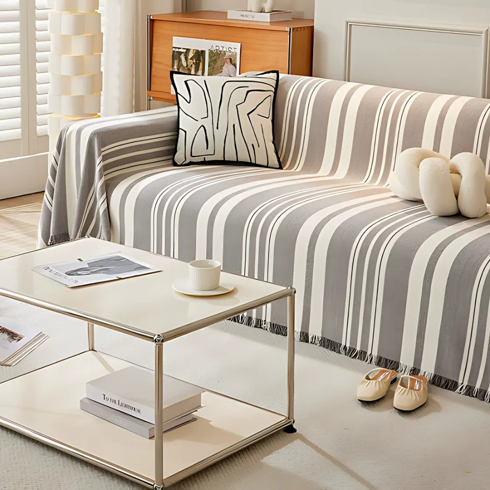 Cleoo Sofa Cover - Breathable Chenille, Timeless Stripes