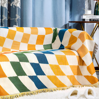Clever Checkerboard Blanket - Polycotton Blend, Versatile Design