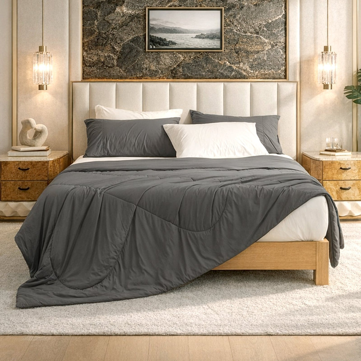 Cloud-Like Cooling Comforter | Lightweight Japanese Cooling Fabric with Instant Cool Touch | Breathable Design for Hot Sleepers