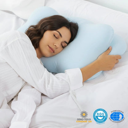 Ortekor Cloud Alignment Pillow | Adjustable Fill & Dual Height Design for Personalized Sleep Comfort
