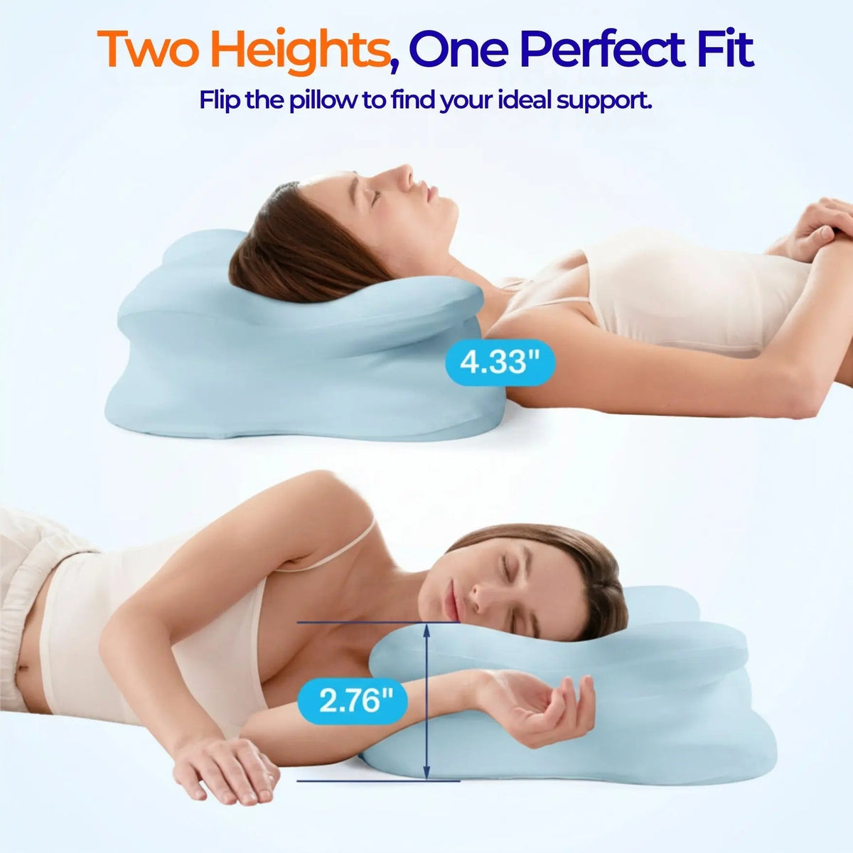 Ortekor Cloud Alignment Pillow | Adjustable Fill & Dual Height Design for Personalized Sleep Comfort